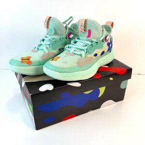 Adidas Harden Vol. 5 J Mint Green Kids Sneakers Size 4.5 Flowers Butterflies